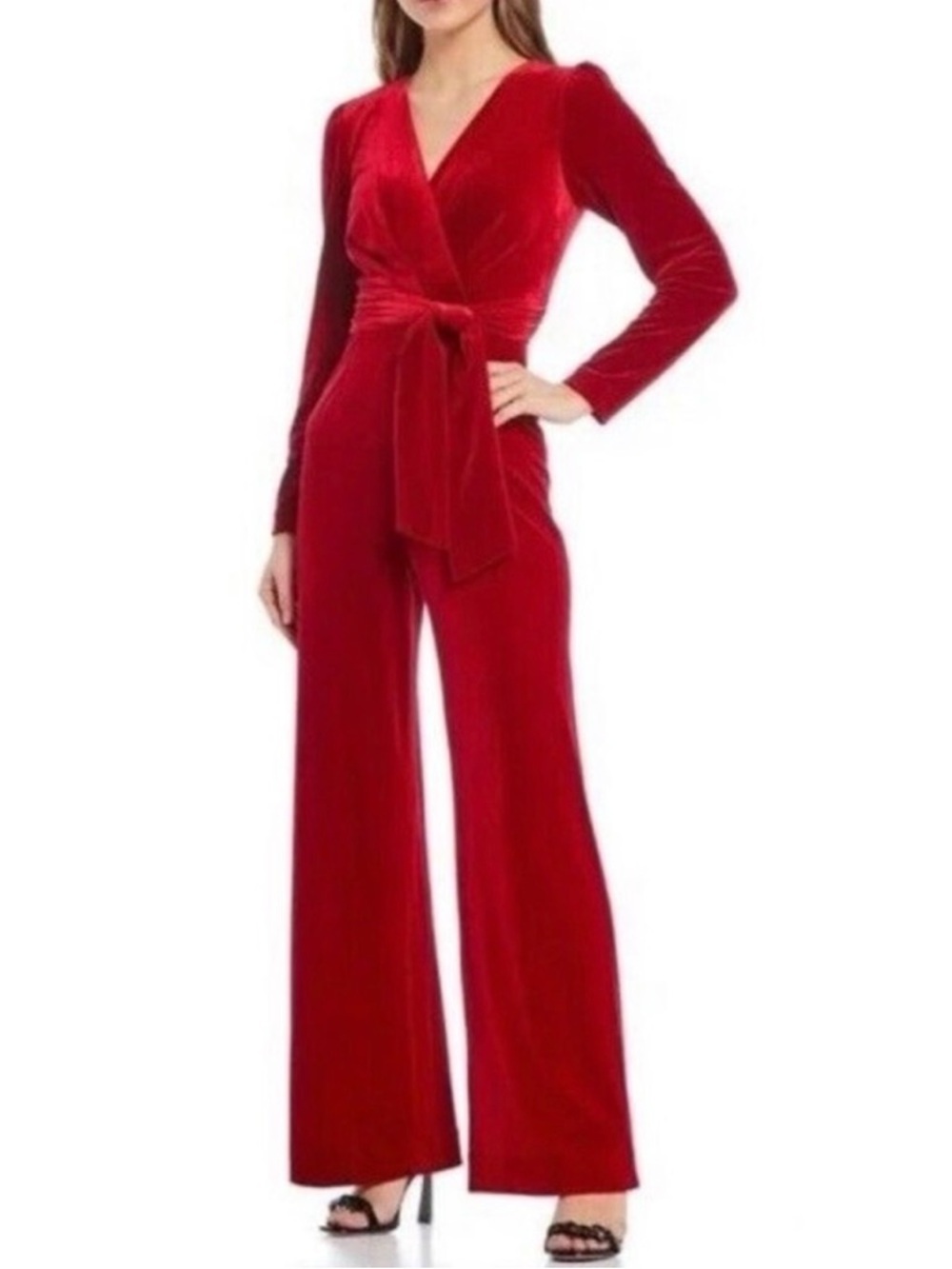 Miranda Velvet Jumpsuit in Crimson Red